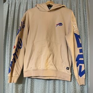 The Wild Collective Cream Buffalo Bills Graffiti Embroidered Pullover Hoodie S